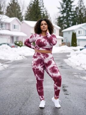 Wine Tie-Dye Thermal Leggings 2XL – Soft Power & Winter Glow 🔮